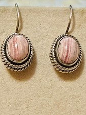 VTG Southwest Sterling Silver Rhodochrosite Earrings picture