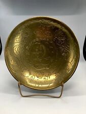 Antique Signed Solid Brass 1920’s Chinese Etched Hand Hammered Dragon Gold Bowl picture