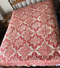 Antique Loom Woven Red/Beige Floral Jacquard Coverlet, 19th Century picture