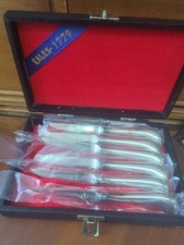 Mcm Eales Silver Plate Fruit Knives Knife Set In Case 1779 New Never Used Set 6 picture