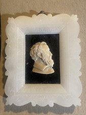 Antique 19thC Italian Grand Tour Carved Alabaster Cameo Plaque Michelangelo picture