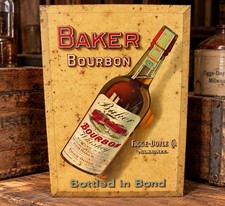 Rare Antique 1912 Baker Bourbon Whiskey Tin Sign Figge Doyle Milwaukee Pre Pro picture
