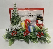 Vtg Christmas Centerpiece Silent Night Song Book Snowman Presents Tree Hong Kong picture