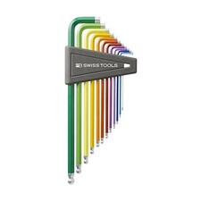 PB SWISS TOOLS 12-Piece Rainbow Chrome Plated Ball End Hex Key Set 1/2