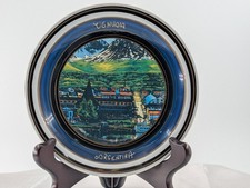 Ushuaia Argentina Souvenir Plate Tierra del Fuego Cobalt Blue Gold South America picture