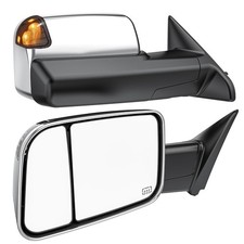 Smoked Power Heated Tow Mirrors 2009-2018 Dodge Ram 1500 Chrome Housing picture