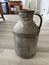 Vintage 1940-1950 Galvanized Hood Milk Can picture