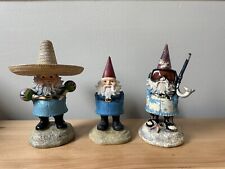 Travelocity Resin Gnomes Rare Three Piece Collection Roaming, Mexico, Caribbean picture