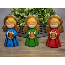 Vintage Wolin Japan MCM Chalkware Christmas Angels picture