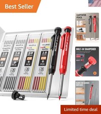 Ergonomic Carpenter Pencil Set: 2 Pack with Sharpener & 26 Refills - Black & Red picture