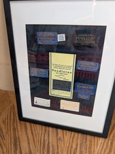 Framed Vintage Pendleton Wool Clothing Tags Display w/ Rare Disneyland picture
