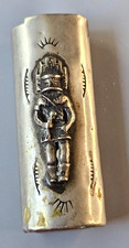Vintage Silver-Tone Metal Hand Tooled Southwestern Kachina Bic Lighter Holder picture