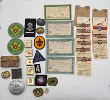 VTG 1940's WWII BSA Boy Scout Lot. Slides, Merit Badges Timber Trails MI picture