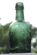 BROWN STOUT DYOTTVILLE GLASS WORKS PHILADA, PA.,GREEN PONTILED TAPER TOP BOTTLE picture
