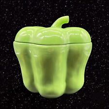 Temp Tations Green Pepper Canister Cookie Jar Fresh Crop Signed Tara 8”T 8”W picture