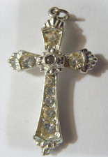 1950s vintag religious stanhope Lords prayer diamante gems cross pendant 55073 picture