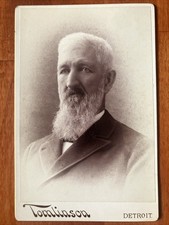 Handsome Man w/ Epic White Beard Cabinet Card Antique Photo Detroit MI US17 picture