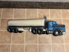 Vintage Chalkware Wall Hanging Tractor Trailer Tanker picture