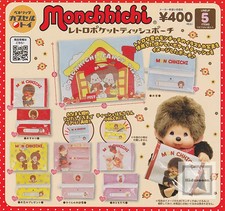 Monchhichi Retro Pocket Tissue Pouch Mascot Capsule toy 5 types Comp Set Gacha picture