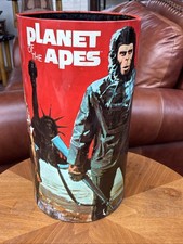 Vintage Cheinco 1967 Planet of the Apes Metal Garbage Trash Can Hole On Bottom picture