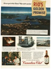 1944 Canadian Club Whiskey Rio De Janeiro aerial view Sugarloaf Vintage Print Ad picture
