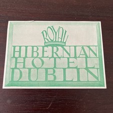 Vtg Antique 1930s Royal Hibernian Hotel Dublin Ireland Luggage Baggage LABEL picture