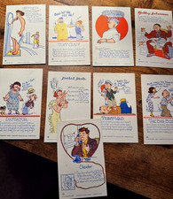 Lot of 9 Vintage 1940s Mutoscope Comic Arcade Cards Fuld & Co. WWII Humor picture