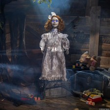 Animated Victorian Doll Halloween Decoration, Light-Up Sound Spooky Prop picture