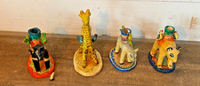 Set (4) Vtg Castillo Mexican Folk Art Pottery Candle holders Candlestick Animals picture