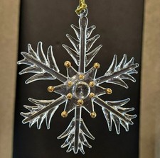 Lenox Clear Crystal Snowflake Ornament Gold Accents 3.75