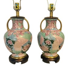 Vintage Frederick Cooper Lamps Pair Asian Chinoiserie Ceramic 20.5