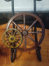 Aesthetic Search) Antique Cast Iron Wheels Rustic Farmhouse Wall Decor Set of 2 picture