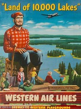 Land 10,000 Lakes Minnesota United States America Travel Advertisement Poster picture