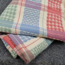 Vtg Faribo Merino Wool Twin Blanket Pastel Woven Patchwork USA Made 66x90 picture