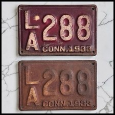 1933 Connecticut License Plate Pair Front Rear Vintage Antique CT Auto Tag LA288 picture