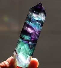 100% Natural Fluorite Quartz Crystal Stone Point Healing Hexagonal Wand picture