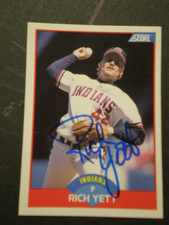 1989 SCORE # 467 Rich Yett CLEVELAND INDIANS signed picture