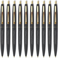 Profile of classic BIC® Clic® Pen. Black body/Polished gold-plated trim. 10 pens picture