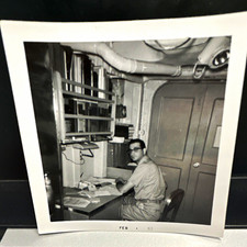 Vintage 1963 Naval B&W Photo of Dr. Levine in Sick Bay Office, Captioned picture