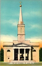 St Louis MO Old Cathedral Basilica Linen Postcard 1942 Unposted picture