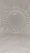 Beautiful Vintage White Milk Glass Plate Lattice Edge Intricate Edge 9 1/4