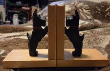Vintage Jowei Rhoen Scottie Dog Bookends Scottish Terrier Set Pair 2 Wood Books picture