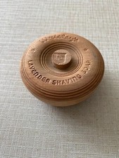 Vintage Wrisley's Lavender Shaving Soap Wooden Shaving Bowl Trinket Box w Lid picture