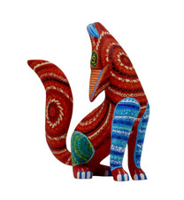 Oaxacan Alebrije Coyote Wood Carving Hand Painted Mexican Folk Art picture