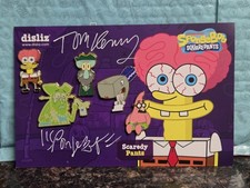 Nickelodean disliz Spongebob Squarepants Enamel Pin Set Signed By Tom Kenny picture