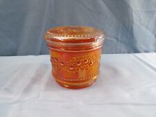 Fenton Marigold Carnival Glass Orange Tree Powder Jar Chips on Lid picture