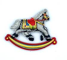 1983 Hallmark Pressed Tin Rocking Horse Vintage Christmas Ornament QX4149 No Box picture