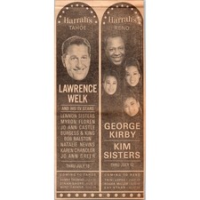 Harrah's Tahoe Lawrence Welk George Kirby Kim Sisters 1967 Nevada Ad SAJ7-2 picture