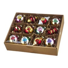 Raz Imports Bright Vintage Style Christmas Ornaments Glass Set Box of 12  picture