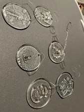 VTG Set 6  Weihnachts Schmuck Handmade Crystal Glass Reliefs Christmas Ornaments picture